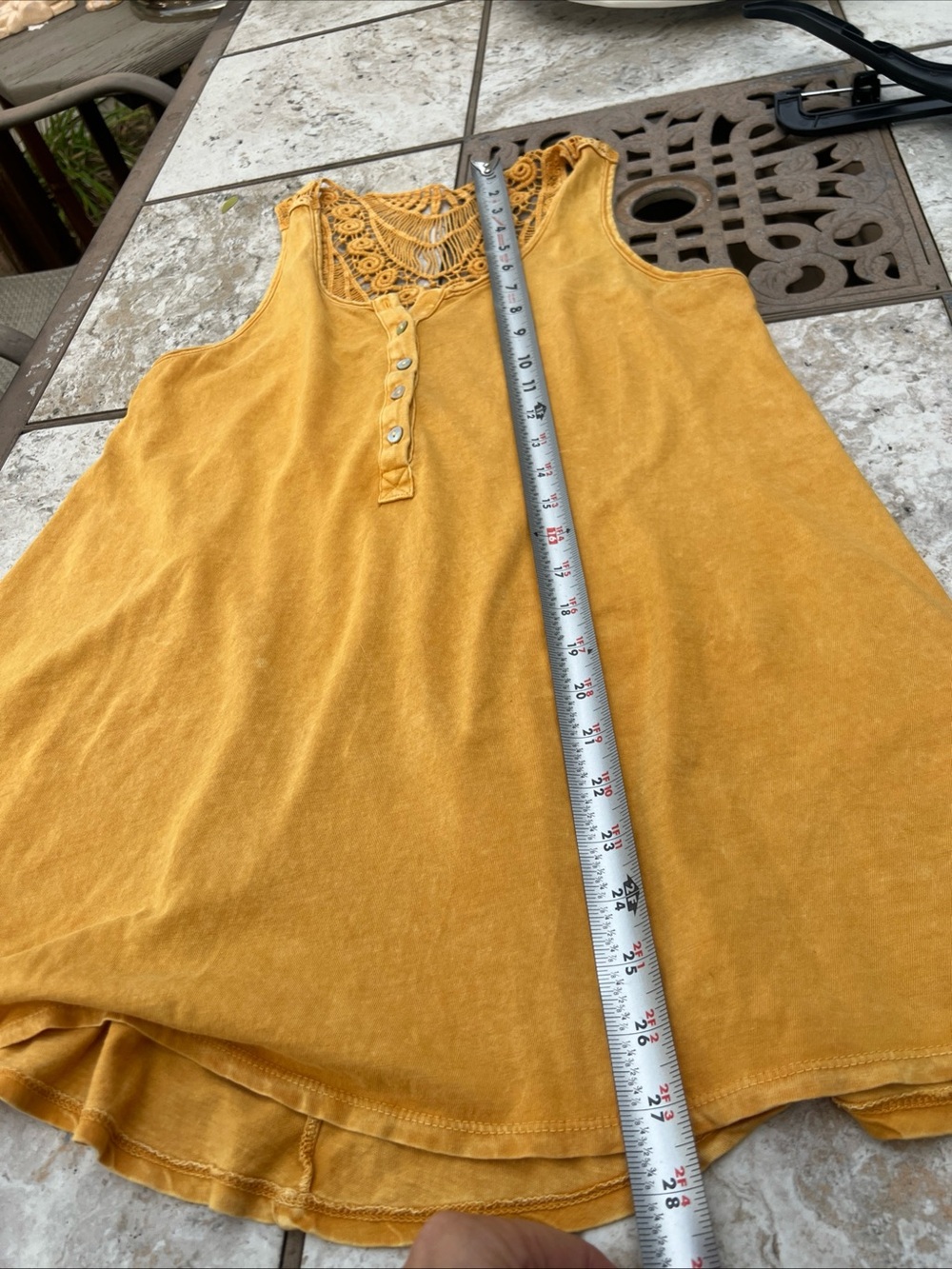 UMGEE Yellow Lace Tassel Tie-Front V-Neck Sleeveless Tank Top Size M/L Oversized - Picture 6 of 10